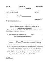 Document preview: Order to Seal Arrest Under Act 1460 of 2013; a.c.a.16-90-1401, Et. Seq. - Arkansas