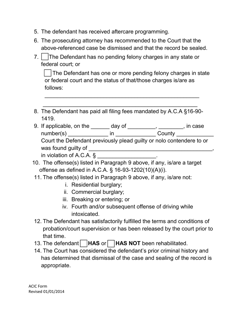 Order to Dismiss and Seal Offense in Pre-adjudication Drug Court Proceeding Pursuant to a.c.a. 16-98-303 (And to Seal Separate Previous Offense From Another Court) - Arkansas, Page 2