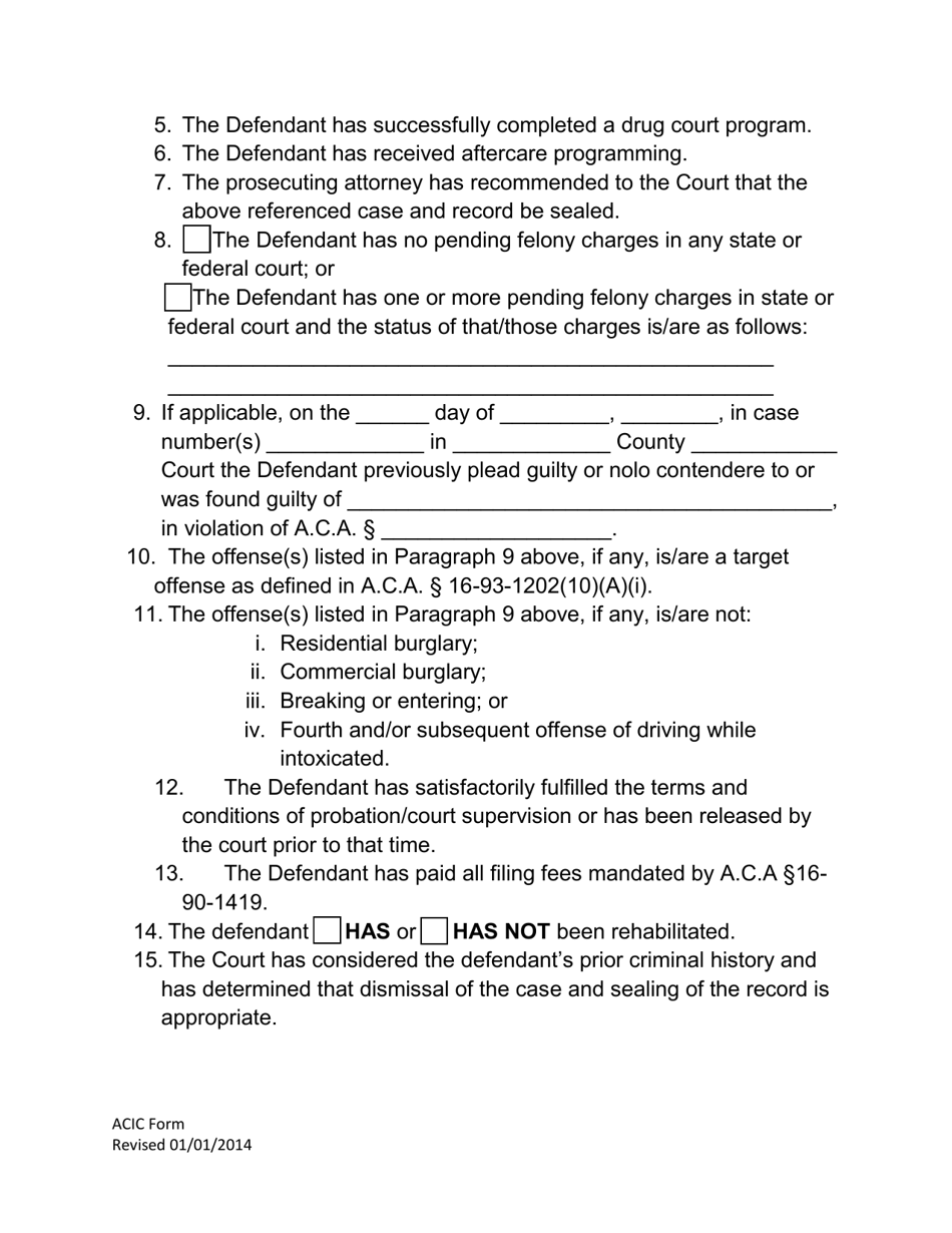 Order to Dismiss and Seal Offense in Post-adjudication Drug Court Proceeding Pursuant to a.c.a. 16-98-303 (And to Seal Separate Previous Offense From Another Court) - Arkansas, Page 2
