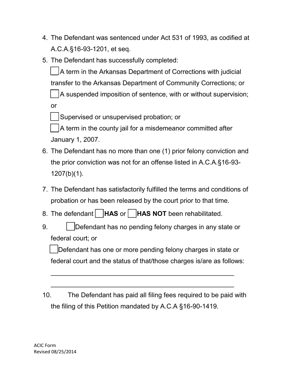 Order to Seal Pursuant to Act 531 of 1993 ACA 16-03-1201, Et. Seq. and Act 1460 of 2013 a.c.a. 16-90-1401, Et. Seq. - Arkansas, Page 2