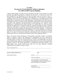 Document preview: Personal Net Worth Statement Affidavit Addendum for Dbe/Acdbe Program Eligibility - Alaska
