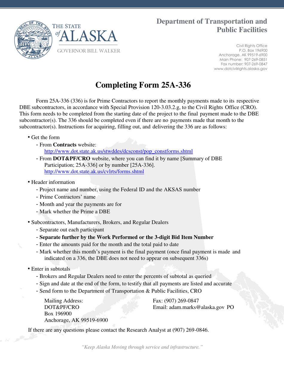25a Form.pdf Download Instructions for Form 25A-336 Monthly Summary of Disadvantaged ...