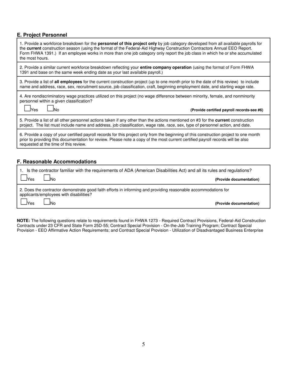Contract Compliance Review Checklist - Alaska, Page 5