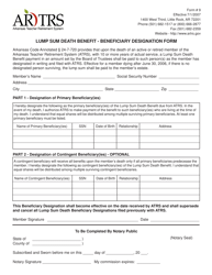Document preview: Form 9 Lump Sum Death Benefit - Beneficiary Designation Form - Arkansas