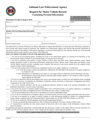 Document preview: Request for Motor Vehicle Record Containing Personal Information - Alabama