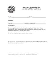 Document preview: Ben Avery Shooting Facility Line Safety Officer Application - Arizona