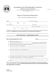 Form DI-46A Request for Reinstatement Requirements - Alabama