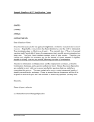 Document preview: Sample Employee Rif Notification Letter - Arkansas