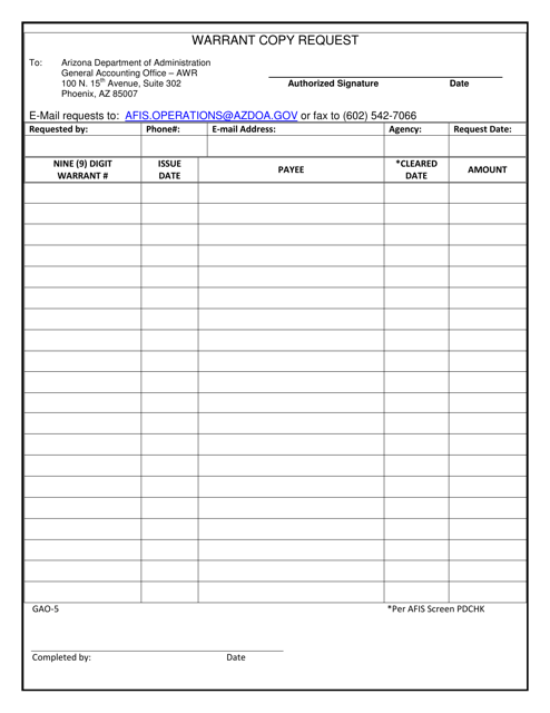 Form GAO-5  Printable Pdf