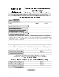 Document preview: Form GAO-802 Donation Acknowledgment and Receipt - Arizona