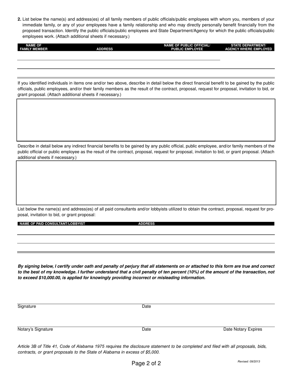Disclosure Statement - Alabama, Page 2