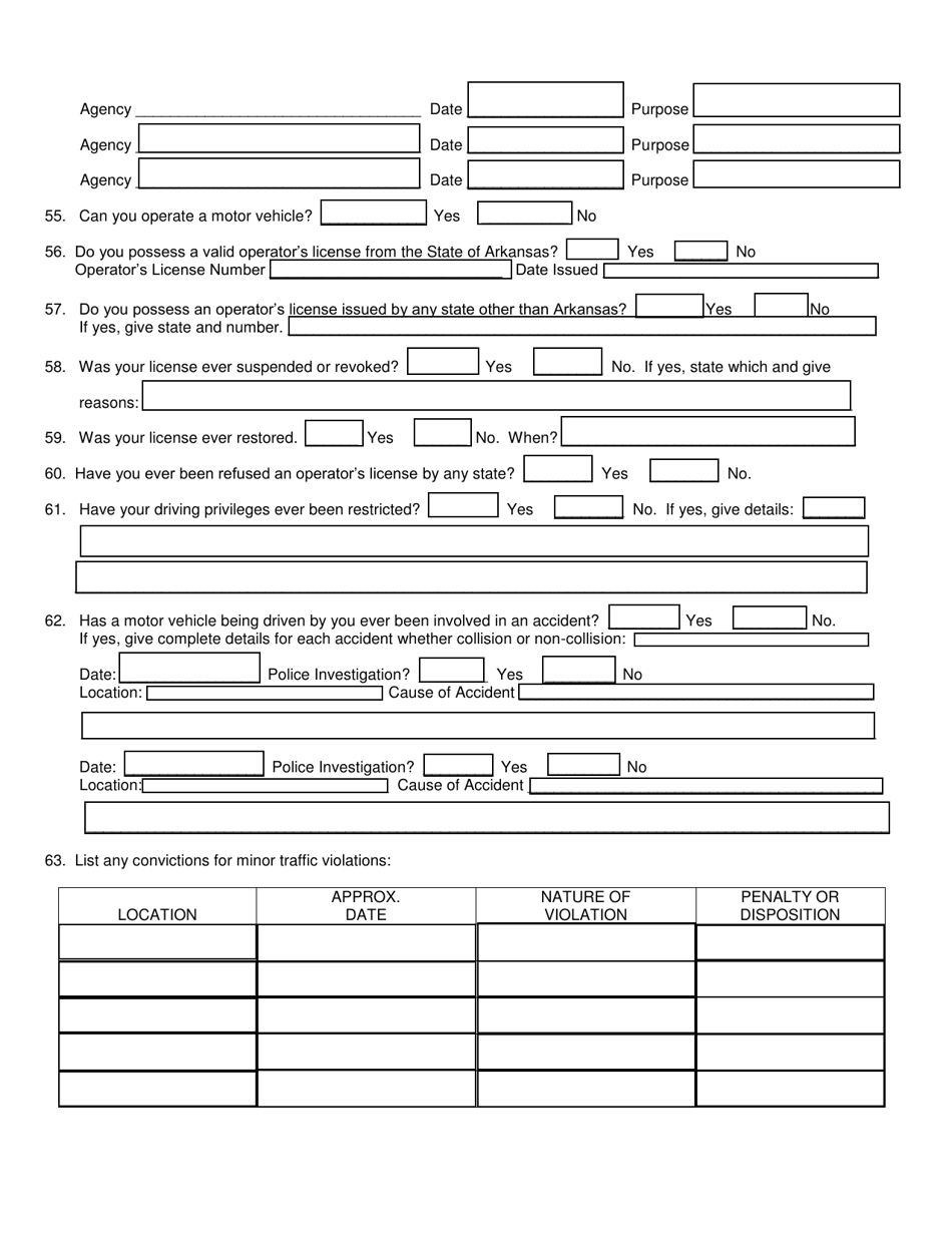 Form F-3 Personal History Statement - Arkansas, Page 10