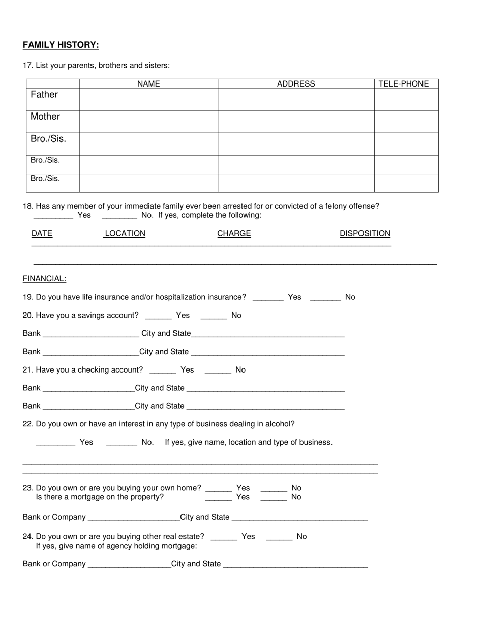 Form F-3 Personal History Statement - Arkansas, Page 4