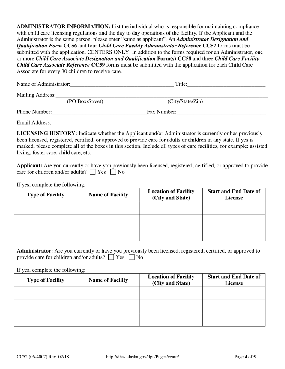 Form CC52 - Fill Out, Sign Online and Download Printable PDF, Alaska ...