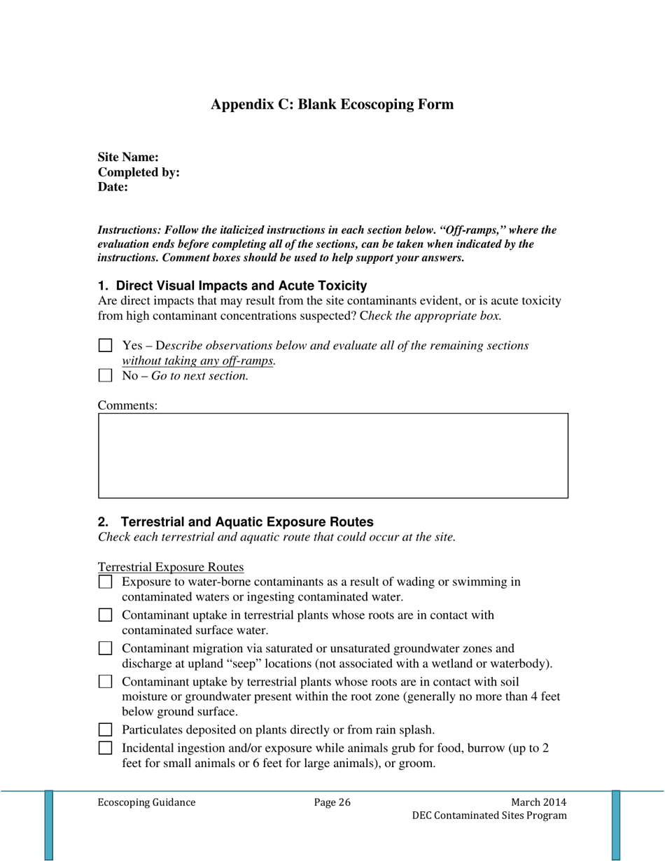 Appendix C Blank Ecoscoping Form - Alaska, Page 1