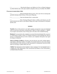 Form LJSC00002I Small Claims Checklist for Plaintiff - Arizona, Page 2