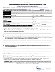 Document preview: Extended Release Opioids Prior Authorization Request Form - Alaska