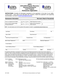 Document preview: Disaster Recovery Housing Assistance Loan Program Homeowner Application - Arkansas