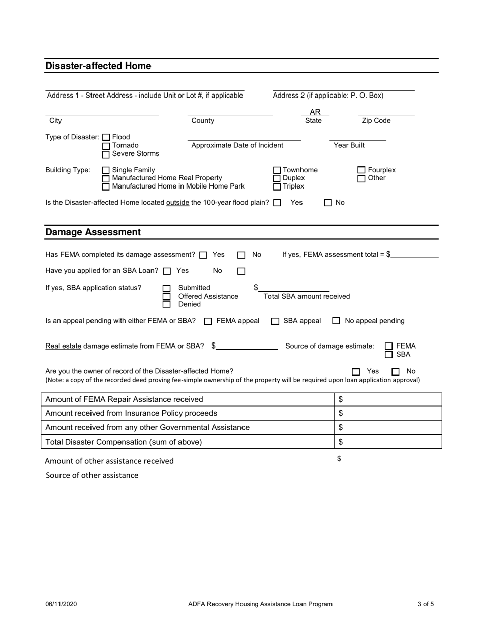 2020 Arkansas Disaster Recovery Housing Assistance Loan Program