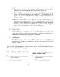 Memorandum of Understanding (Mou) Between Arkansas Development Finance Authority (Adfa) and Lender - Arkansas, Page 2