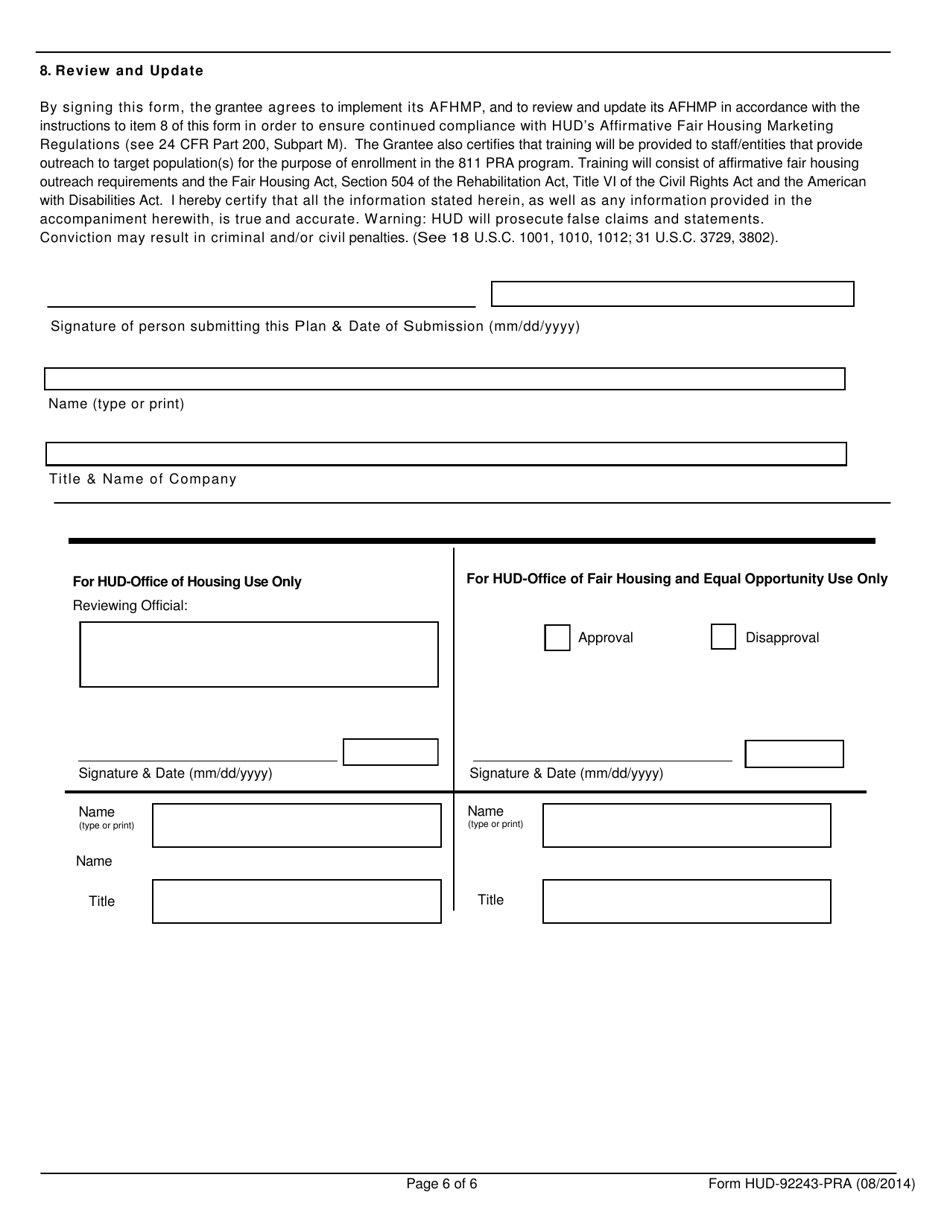 Form HUD-92243-PRA - Fill Out, Sign Online and Download Fillable PDF ...