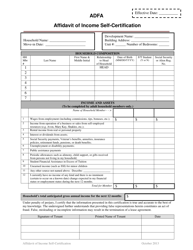 Affidavit of Income Self Certification - Arkansas