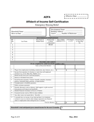 Document preview: Affidavit of Income Self-certification - Emergency Housing Relief - Arkansas