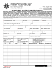 Document preview: Form DPS802-03213 School Bus Accident/Incident Report - Arizona