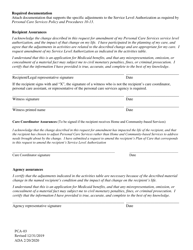 Form PCA-03 Personal Care Services Amendment to Service Plan - Alaska, Page 2
