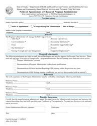 Document preview: Form CERT-04 Notice of Appointment or Change of Program Administrator - Alaska