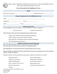 Document preview: Form CERT-10 Service Declaration: Day Habilitation Services - Alaska