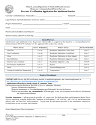 Document preview: Form CERT-41 Provider Certification Application for Additional Service - Alaska