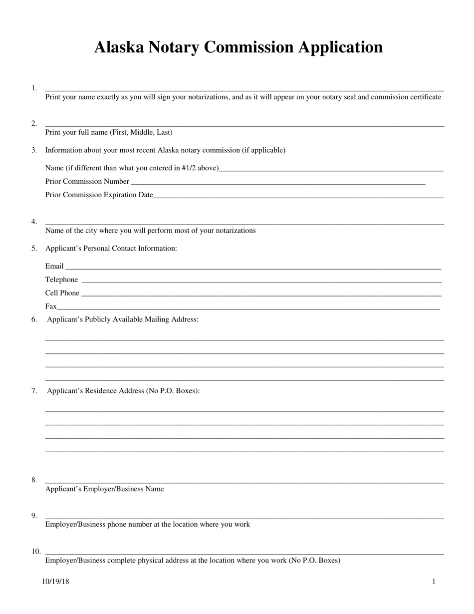 Alaska Alaska Notary Commission Application Fill Out, Sign Online and