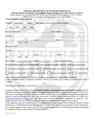 Document preview: Application for Permit to Exhibit Wild Animals in Virginia - Virginia