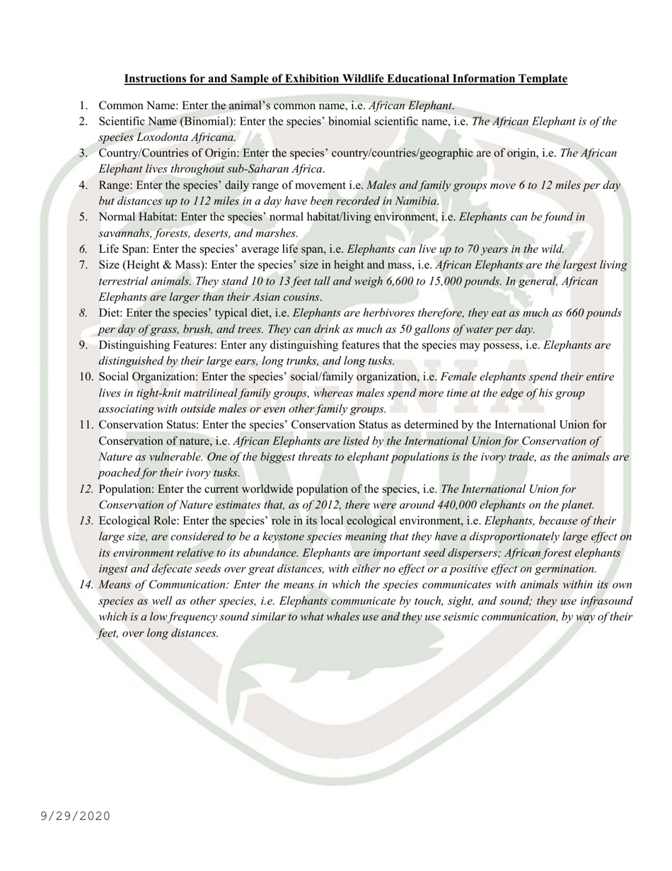 Application for Permit to Exhibit Wild Animals in Virginia - Virginia, Page 10