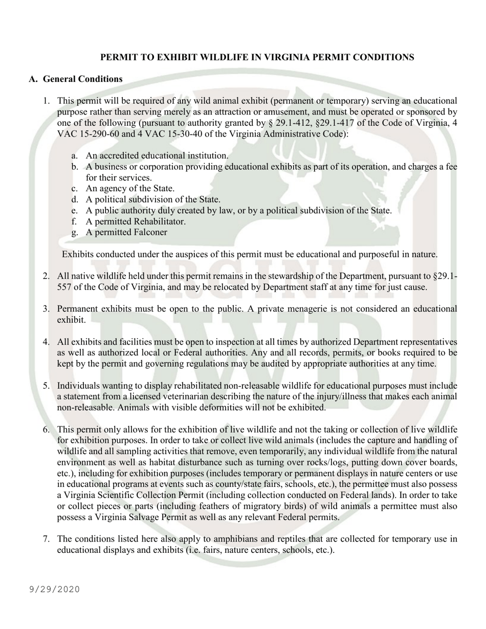 Application for Permit to Exhibit Wild Animals in Virginia - Virginia, Page 3