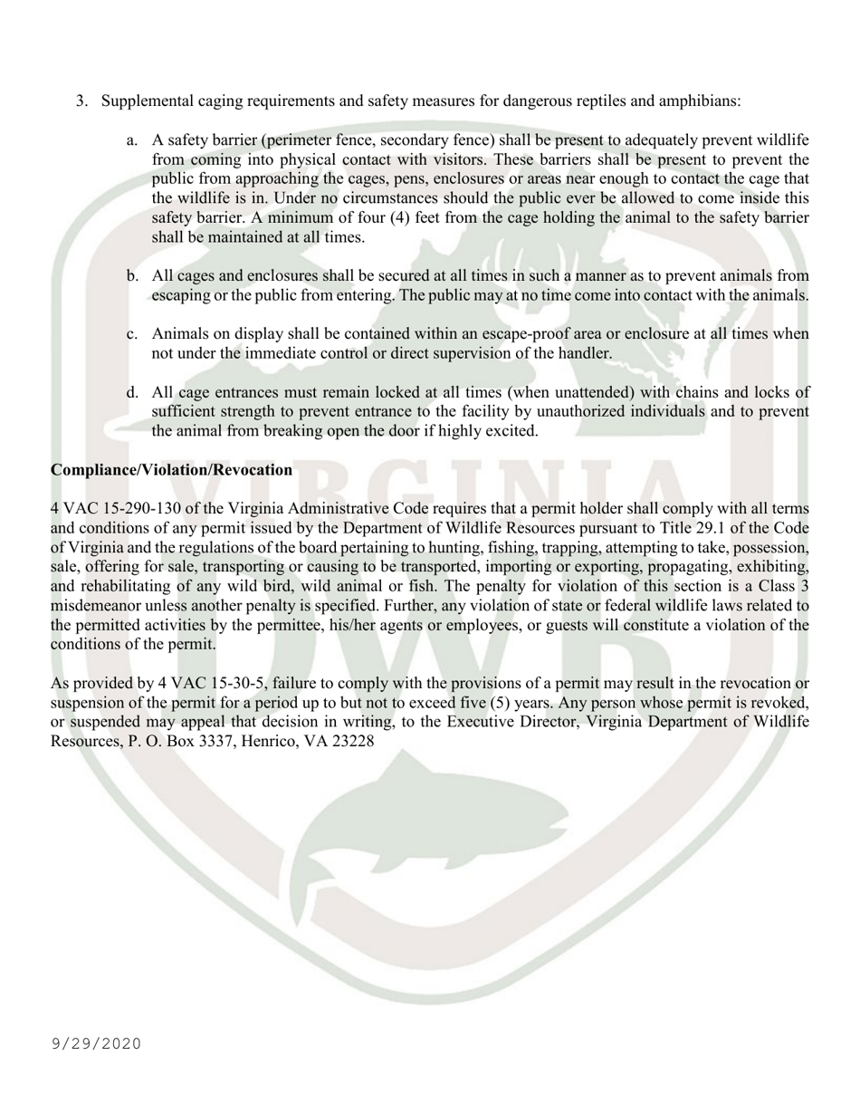Application for Permit to Exhibit Wild Animals in Virginia - Virginia, Page 8