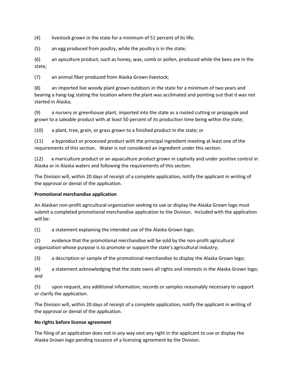 Alaska Grown Certification Program Application - Alaska, Page 4