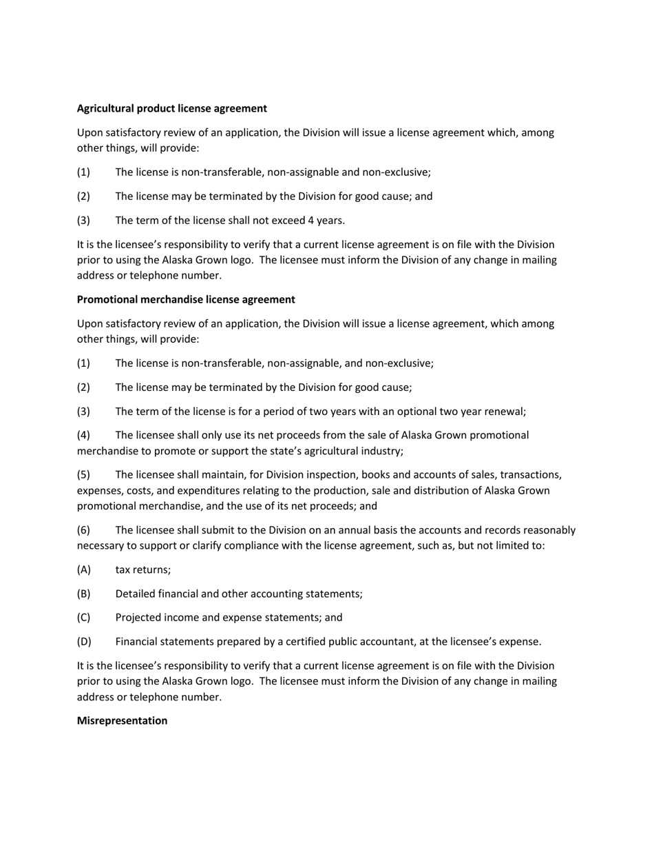 Alaska Grown Certification Program Application - Alaska, Page 5