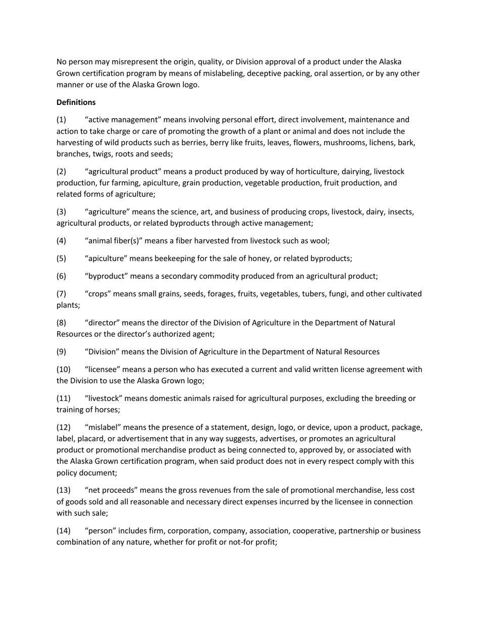 Alaska Grown Certification Program Application - Alaska, Page 6