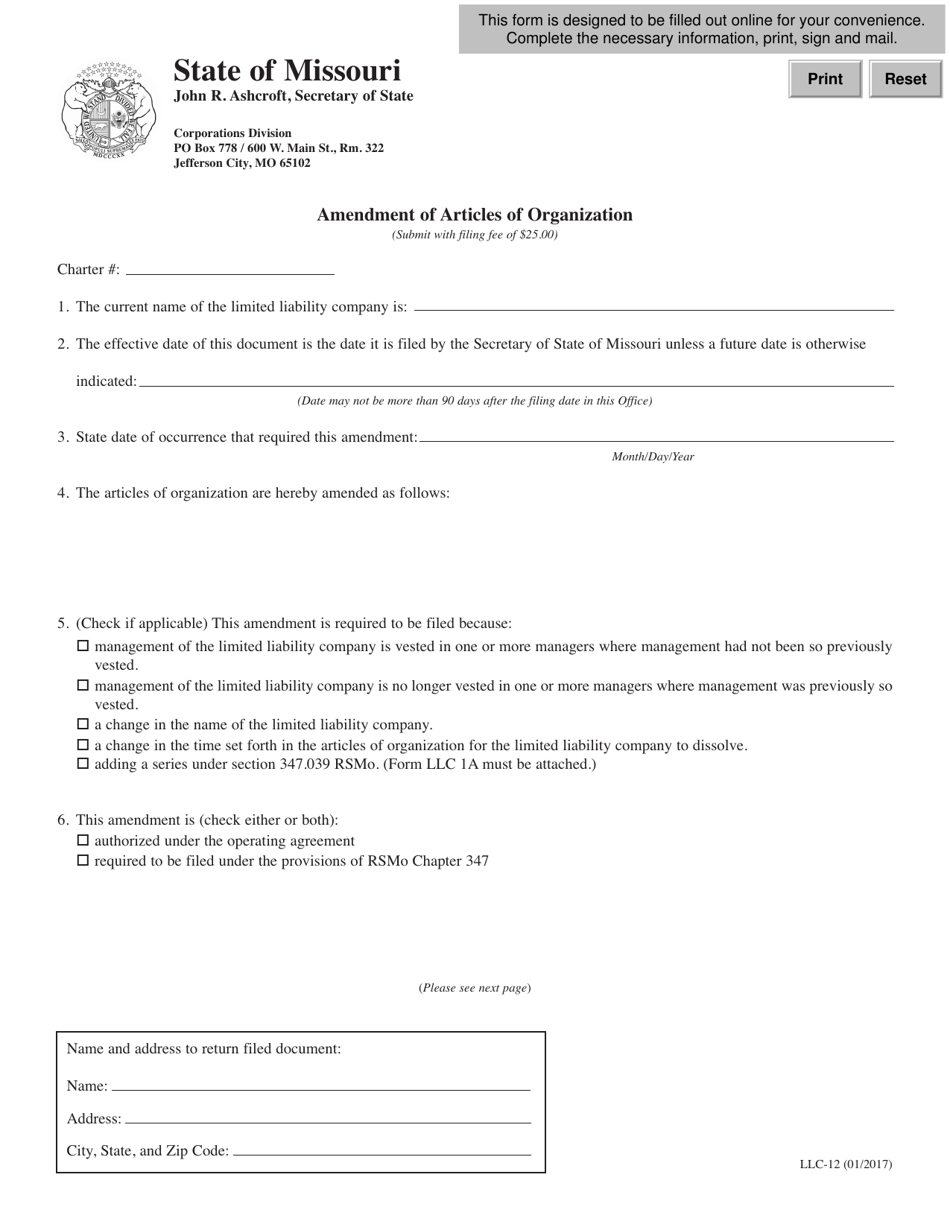 Llc Amendment Template