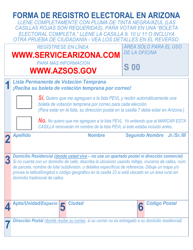 &quot;Forma De Registro Electoral En Arizona (Letra Grande)&quot; - Arizona (Spanish)