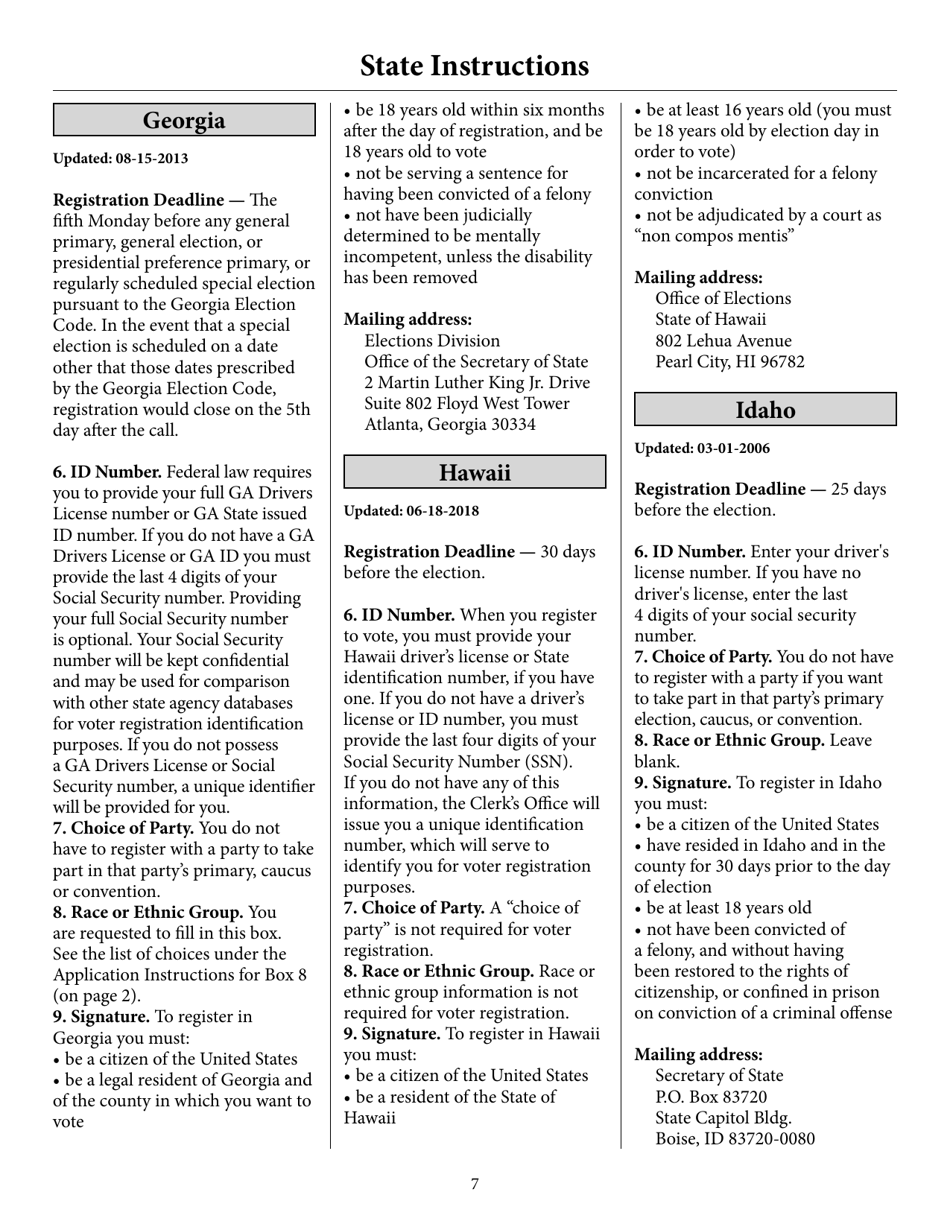 Voter Registration Application, Page 12