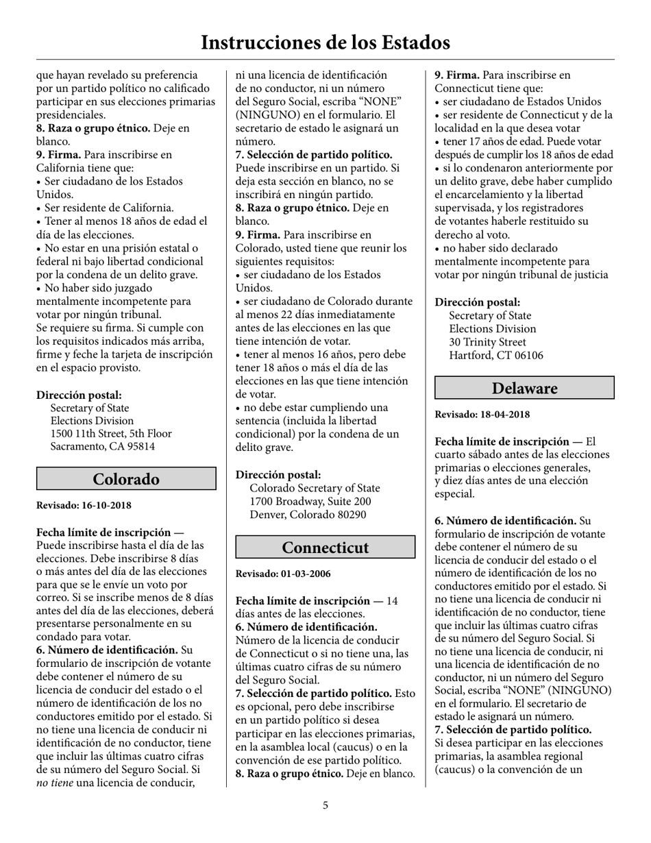 Voter Registration Application (English / Spanish), Page 10