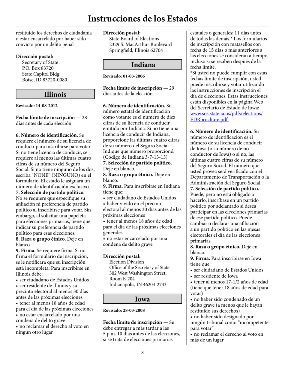 Voter Registration Application (English / Spanish), Page 13