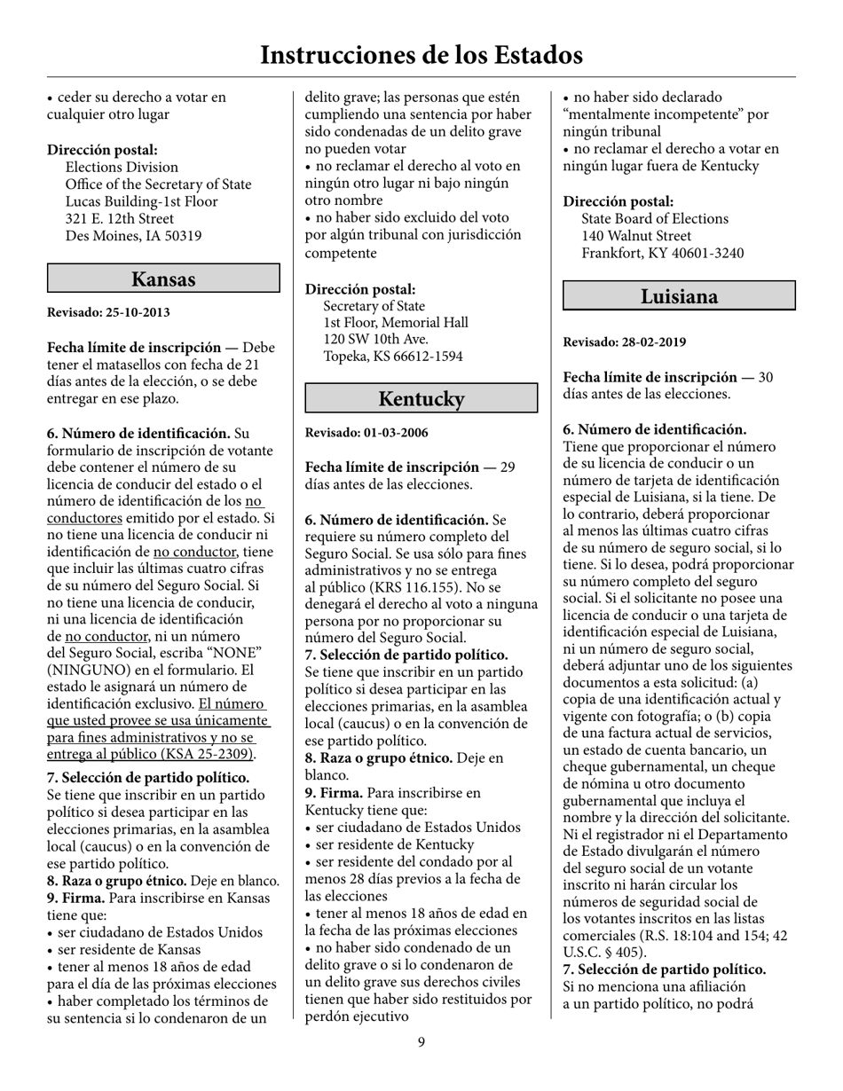 Voter Registration Application (English / Spanish), Page 14