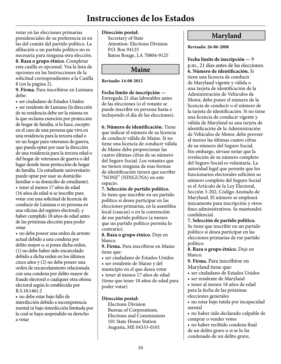 Voter Registration Application (English / Spanish), Page 15