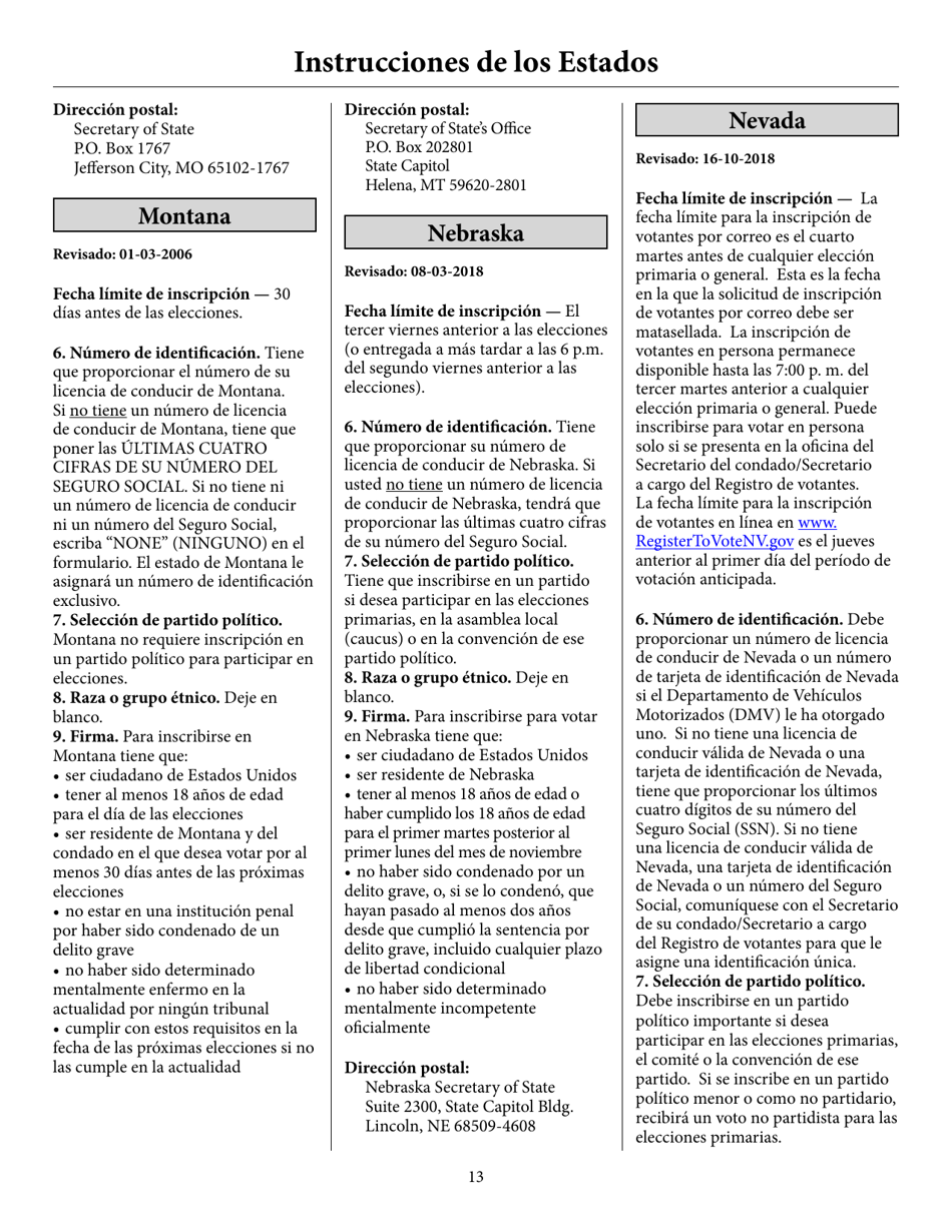 Voter Registration Application (English / Spanish), Page 18