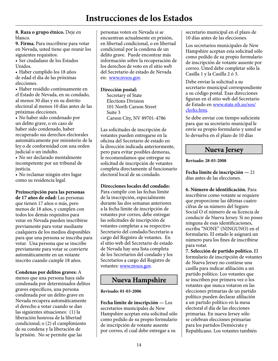 Voter Registration Application (English / Spanish), Page 19