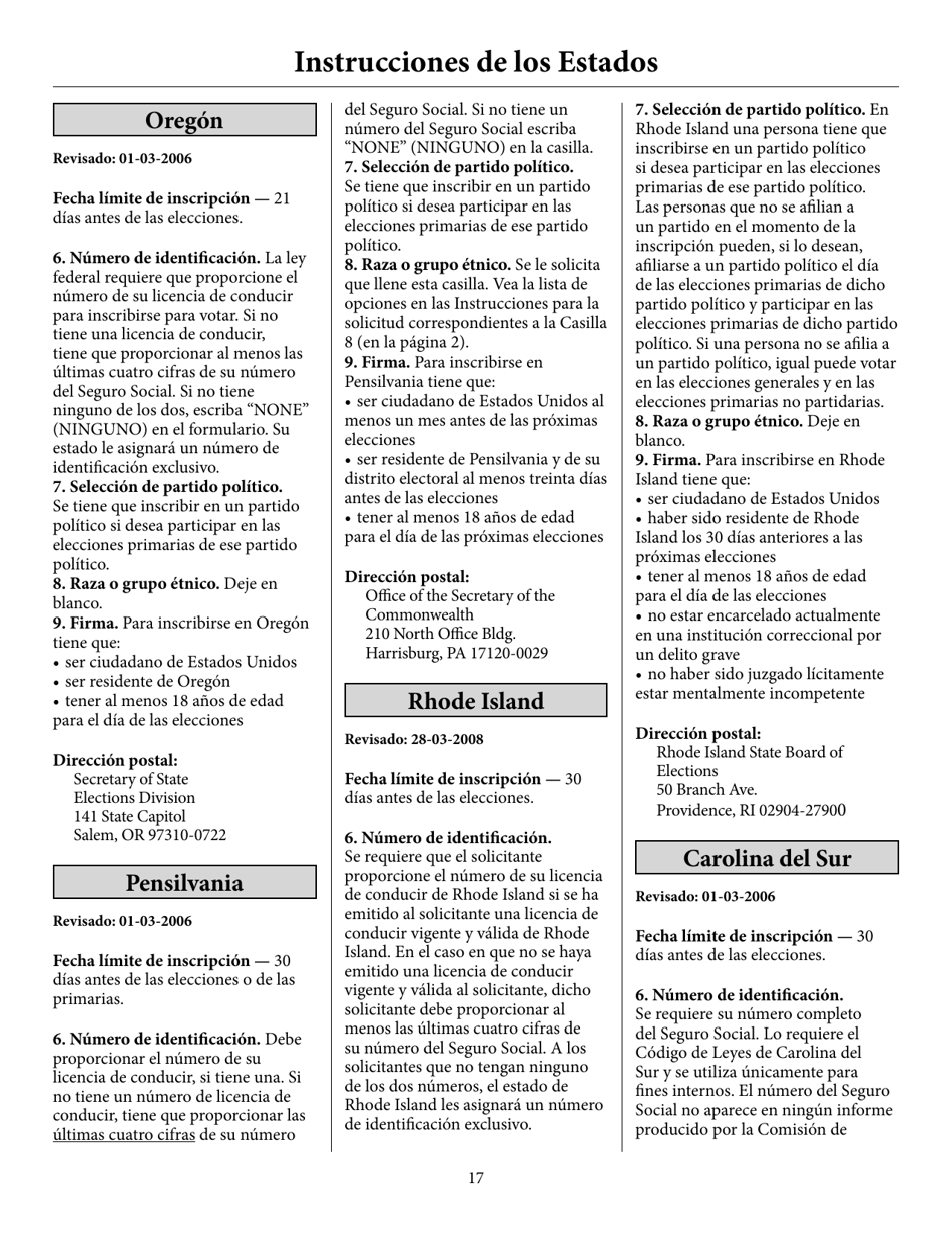 Voter Registration Application (English / Spanish), Page 22